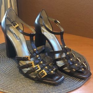 Via Spiga brown chucks heeled sandals size 8.5